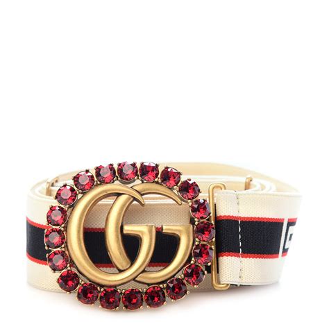 gucci crystal-embellished striped belt|gucci belt with g buckle.